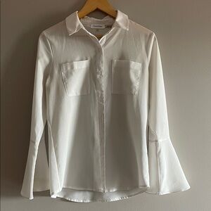 Calvin Klein Ivory Flared Sleeve Shirt